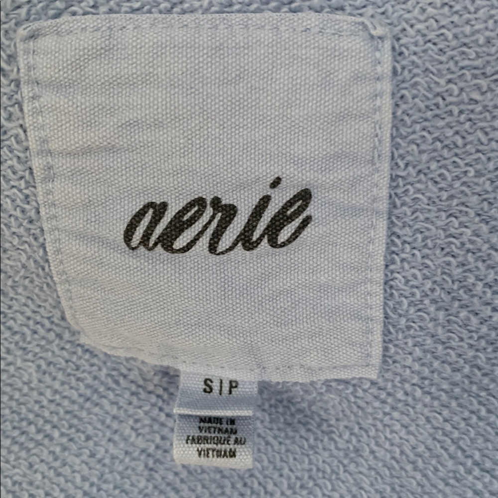 Aerie Down To Earth Henley Hoodie Light Blue Size Small Oversized Cozy Lounge - Picture 5 of 9